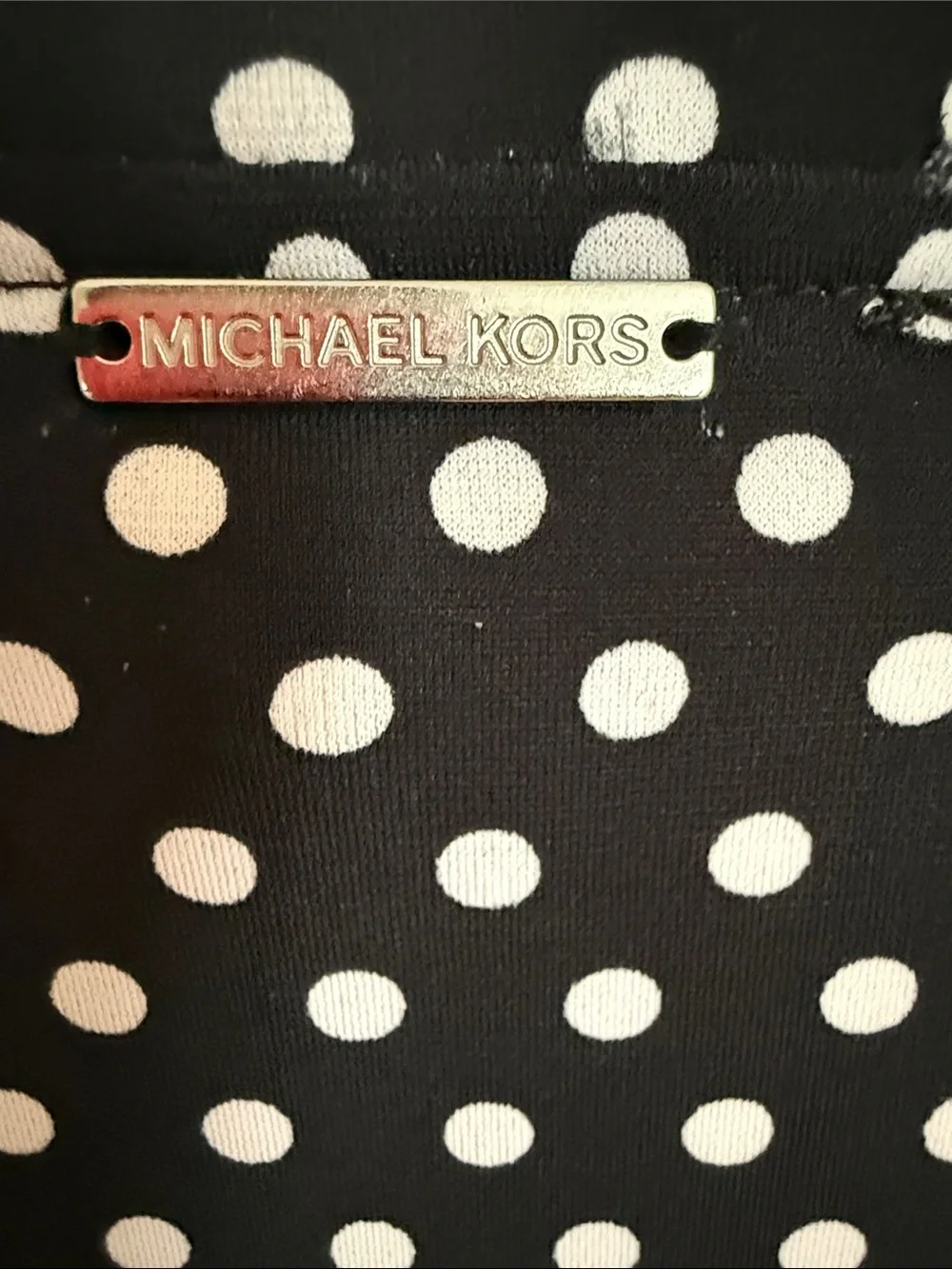 Michael Kors Black & White Polka Dot Long Sleeve Top